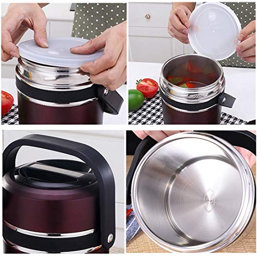 Termo Para Comida, Termo De Acero Inoxidable Para Alimentos, Con Bolsa De Transporte Y Cuchara, Beber Y Sopa De Los Niños Y Las Comidas De Adultos,Gray,2.3L