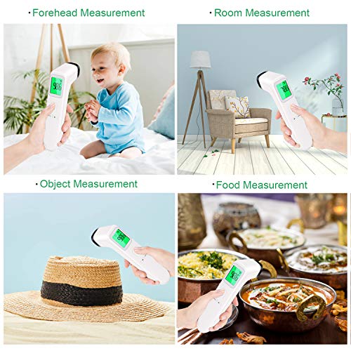 Termómetro de frente infrarrojo sin contacto, Termómetro sin contacto para adultos niños y bebés