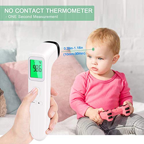 Termómetro de frente infrarrojo sin contacto, Termómetro sin contacto para adultos niños y bebés