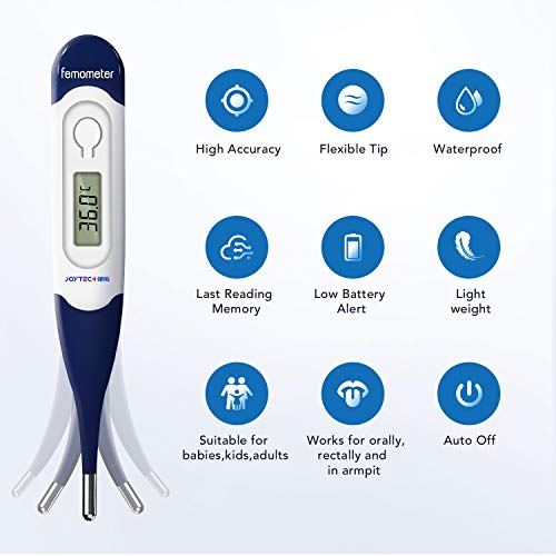 Termómetro Digital para la Fiebre con punta flexible, Termómetro Médico Oral para una Rápida Medición de la Temperatura Corporal vía Oral, Rectal y en las Axilas para Niños, Adultos y Bebés