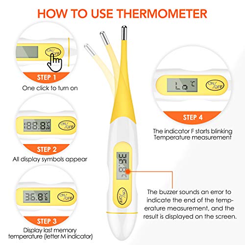 Termometro digital termómetro corporal IDOIT para adultos con punta flexible termómetro de temperatura rectal,oral, axilas, lectura rápida y precisa para adultos, niños, bebés
