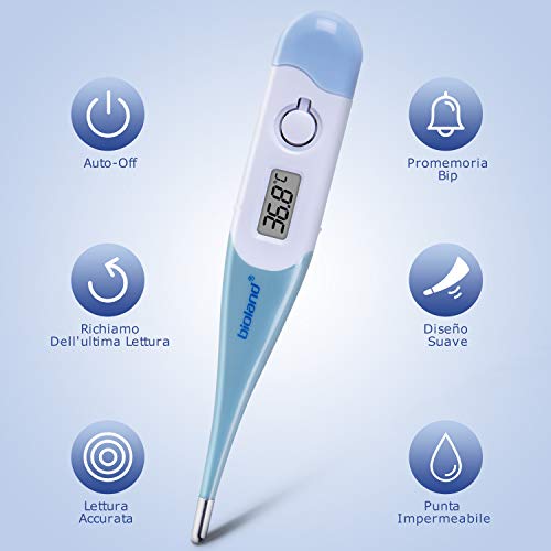 Termómetro digital, termómetro electrónico preciso AGM, termómetro de cuerpo oral de precisión rápida para adultos, niños y bebés, señal acústica de pantalla LCD, AZUL