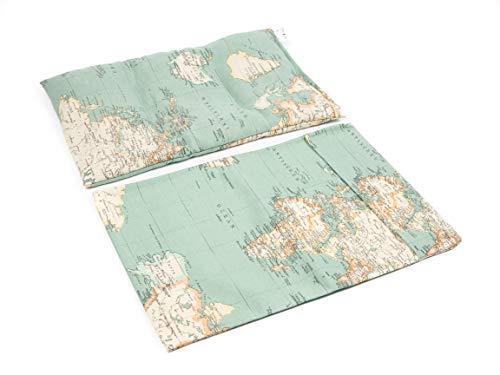 TERMOSAK 37x25 cm. + funda, Cojín térmico modulado con separaciones, saco térmico hot-cold (calor/frio) de semillas alta densidad y lavanda con funda lavable de misma tela. (37x25 + funda, Mundo)