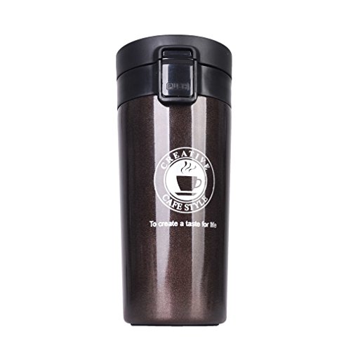 Termo,Termo de Café Matraz de Acero Inoxidable Aislado Diseño a Prueba de Fugas Para Bebidas Frías y Calientes Bebidas té Café Agua 380ML