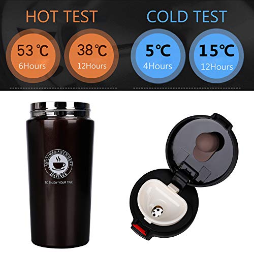 Termo,Termo de Café Matraz de Acero Inoxidable Aislado Diseño a Prueba de Fugas Para Bebidas Frías y Calientes Bebidas té Café Agua 380ML