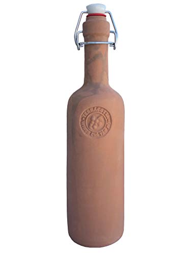 TERRACOTTA - Botella de Barro para Agua, Botella Botijo para almacenar Agua de 750ml con Tapón Silicona. Botella de Barro con propiedades Naturales