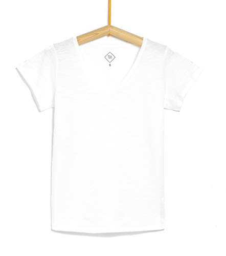 TEX - Camiseta Lisa para Mujer, Blanco Neutro, XXL