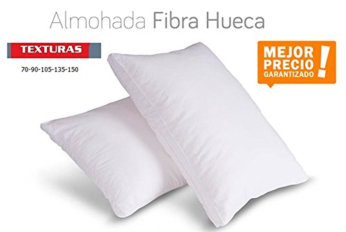 TEXTURAS HOME - Unic Almohada Fibra Hueca ANTIALÉRGICA Blanco Poliéster 100% Economy (Pack-2 (90_x_40 cm))