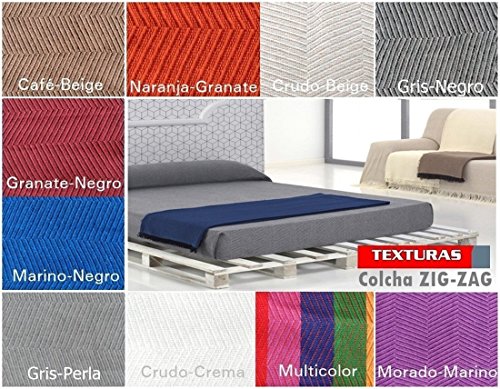 Texturas VIP - Colcha Multiusos ZIG-Zag Sofá y Cama Low Cost (Varios tamaños Disponibles) (220_x_260_cm, Crudo-Beige)