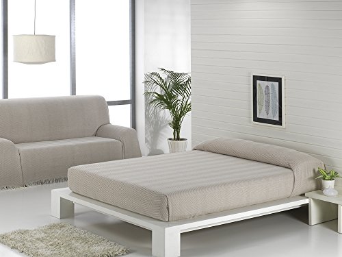 Texturas VIP - Colcha Multiusos ZIG-Zag Sofá y Cama Low Cost (Varios tamaños Disponibles) (220_x_260_cm, Crudo-Beige)