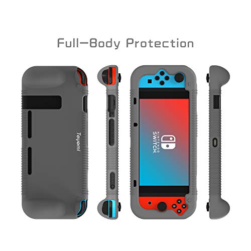 Teyomi Funda Nintendo Switch, Carcasa Protectora de Silicona para Nintendo Switch con 2 Ranuras de Almacenamiento para Tarjetas de Juego Absorción de Choque y Antiarañazos