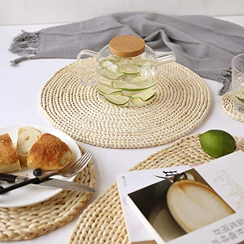 TGBN Tejido de Piel de maíz Mesa de Aislamiento para Comedor Estera para Olla de Calor Posavasos Redondos Mesa de Bebida de café Manteles Individuales Posavasos, 11 cm