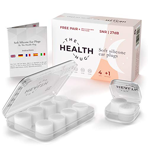 The Health Hug tapones para los oídos de silicona blanca suave, para dormir