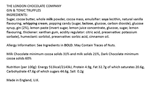 The London Chocolate Company - Caja de regalo para ginebra y tonica, 110 g, hecha a mano en Londres
