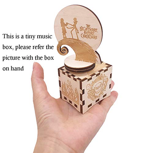 The Nightmare Before Christmas Caja de música pintada a mano, caja musical de madera tallada, regalos musicales para fanáticos