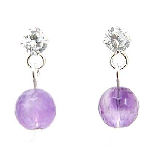 The Olivia Collection S, plateado morado amatista de bolas para bebé Juego de pendientes de Cz Funda de neopreno para