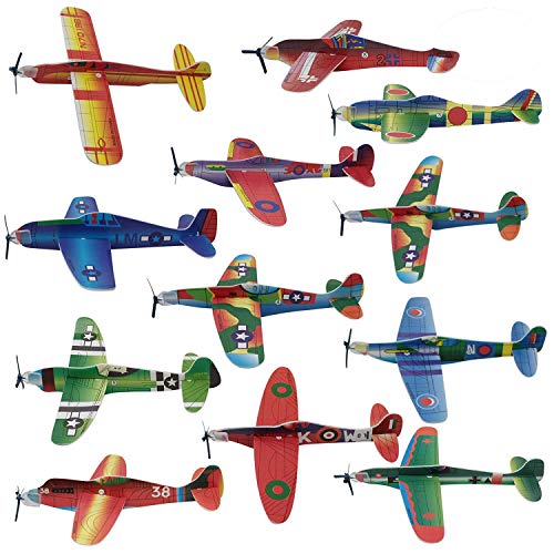 THE TWIDDLERS 48 Aviones planeadores de Papel - Niños Aeroplanos voladores en 12 diseños Distintos Detalles de Fiesta, Rellenos de Bolsas de Fiesta. - Artes y Manualidades