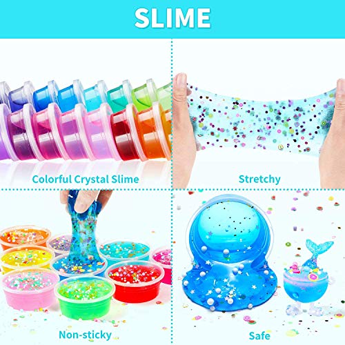 Theefun Slime Kit, Slime 108PCS, 24 Colores Slime para niñas niños, Fabrica de Slime con Polvos Brillantes, Bolas de Espuma, Regalo de cumpleaños, el día del niño, Día de los Tres Reyes, Navidad