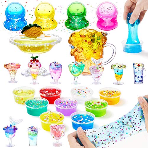 Theefun Slime Kit, Slime 108PCS, 24 Colores Slime para niñas niños, Fabrica de Slime con Polvos Brillantes, Bolas de Espuma, Regalo de cumpleaños, el día del niño, Día de los Tres Reyes, Navidad