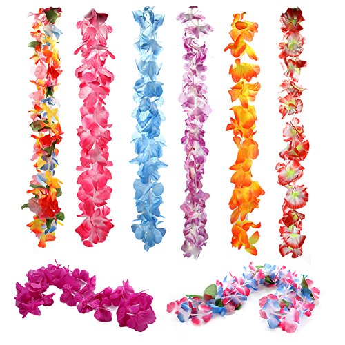 ThinkMax Collares Hawaianos Fiesta, 36 Piezas Collar de Flores para Fiesta Hawaiana