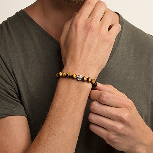 Thomas Sabo - Pulsera de Hombre, Plata de Ley 925, Ojo de Tigre, 20 cm