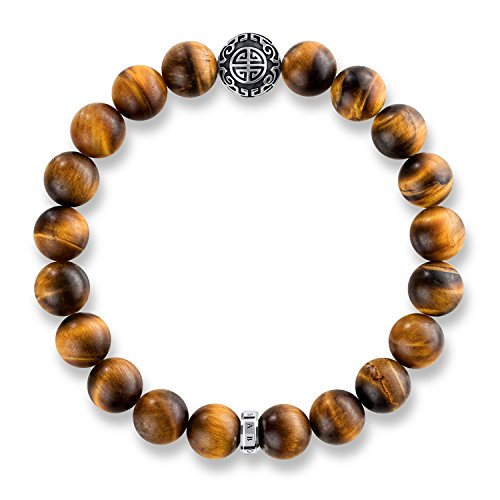 Thomas Sabo - Pulsera de Hombre, Plata de Ley 925, Ojo de Tigre, 20 cm