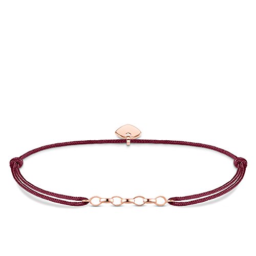 Thomas Sabo Pulsera de Mujer "Charm Little Secret ", Plata de Ley 925, baño de oro rosa de 18 quilates, Rojo