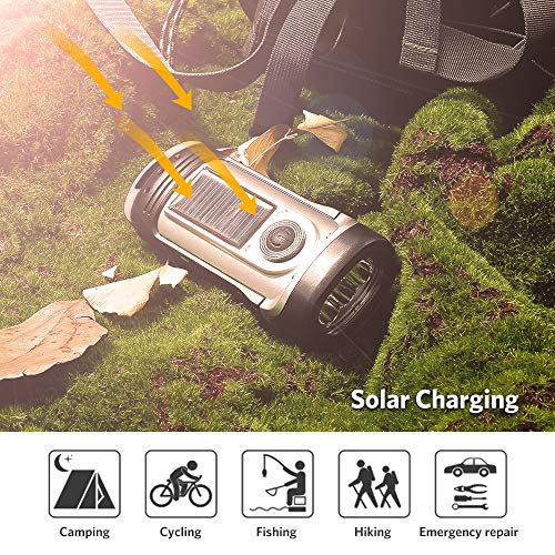 ThorFire Linterna LED Solar Manivela, Linterna LED Alta Potencia Linternas Antorcha Linterna de Mano Flashlight LED de 3 Modos para Ciclismo Camping Montañismo, Potencia de Respaldo en Emergencia