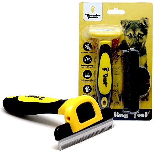 Thunderpaws Peine Profesional para Mascotas, Herramienta de Cuidado para Perros, D-Shedz para Razas de Perros, Gatos con Pelo Corto o Largo, Pequeño, Mediano y Grande