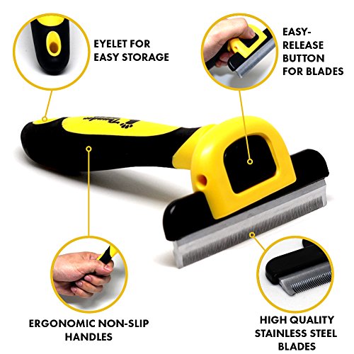 Thunderpaws Peine Profesional para Mascotas, Herramienta de Cuidado para Perros, D-Shedz para Razas de Perros, Gatos con Pelo Corto o Largo, Pequeño, Mediano y Grande