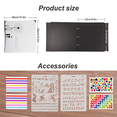 ThxMadam Scrapbook Álbum de Fotos Libro de Visitas de Boda con 50 Páginas Negras Presentes para Regalo de Valentín Día de Aniversario Navidad Cumpleaños para Esposa Hija Madre, Diente de león A