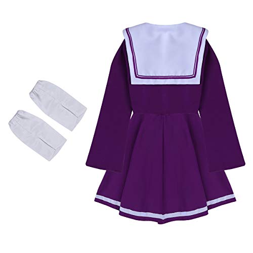 TiaoBug 4Pcs Disfraz de Anime Mujer Cosplay de Marinero Chica Mujer para Fiesta Halloween Carnaval Actuación Cumpleaños Fotografía Morado Medium