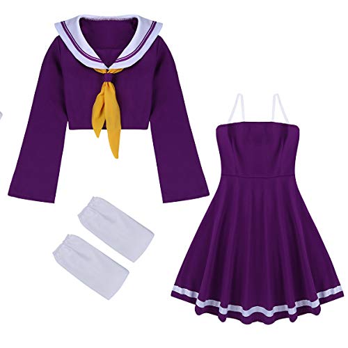 TiaoBug 4Pcs Disfraz de Anime Mujer Cosplay de Marinero Chica Mujer para Fiesta Halloween Carnaval Actuación Cumpleaños Fotografía Morado Small