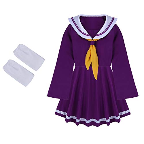 TiaoBug 4Pcs Disfraz de Anime Mujer Cosplay de Marinero Chica Mujer para Fiesta Halloween Carnaval Actuación Cumpleaños Fotografía Morado Small