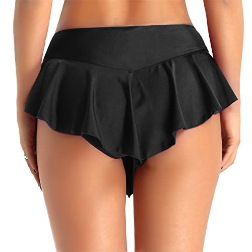 TiaoBug Falda Deporte de Patinaje para Mujeres Chicas Falda Negra con Bragas Interior para Danza Baile Ballet Gimnasia Femenina Negro Medium