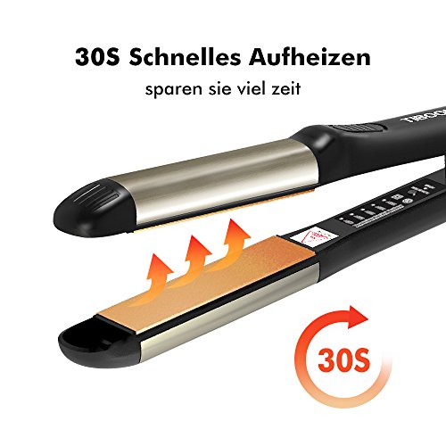 TIBOON Alisador Profesional Plancha de Pelo Voltaje Dual 110-240 V con Bolso Guantes Pinzas para el Cabello Elásticos Viaje Plancha Pelo