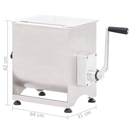 Tidyard Mezcladora de Carne con Caja Engranajes Acero INOX. Plata 44 L