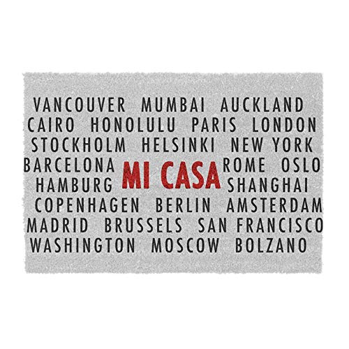 TIENDA EURASIA® Felpudo Entrada Original - MI CASA - Material: Fibra de Coco con Base Anti-Deslizante de PVC. Medidas: 40x70 cm