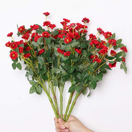 Tifuly 5 Racimos de Flores Silvestres Artificiales, Naturaleza Fake Silk Silk Mini Ramos de Rosas para la Oficina del Hogar Decoración de Jardín de Bodas