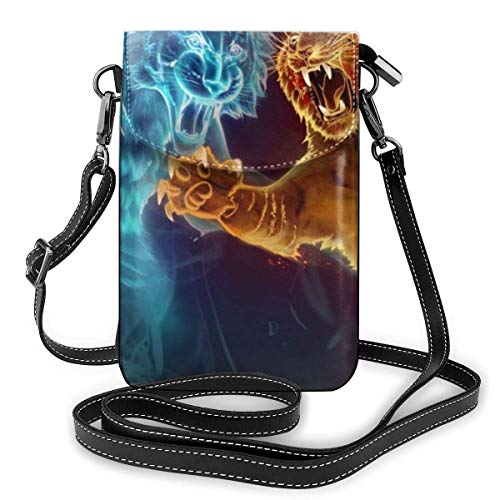 Tigres de Hielo y Fuego a la Moda, pequeño Monedero para teléfono Celular, Bolso de Hombro Multiusos, Billetera