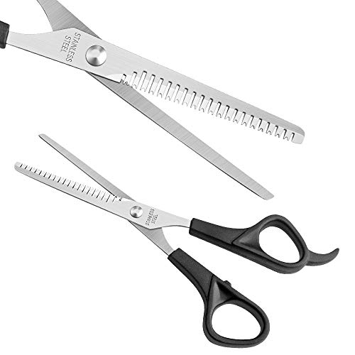 Tijeras de Entresacar para Hogar Peluquería, Cuchilla de Acero Inoxidable y Mango ABS, 6 Pulgadas, Negro