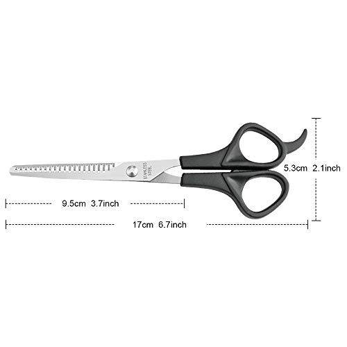 Tijeras de Entresacar para Hogar Peluquería, Cuchilla de Acero Inoxidable y Mango ABS, 6 Pulgadas, Negro