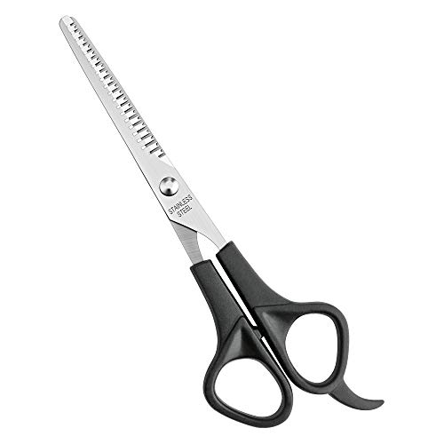 Tijeras de Entresacar para Hogar Peluquería, Cuchilla de Acero Inoxidable y Mango ABS, 6 Pulgadas, Negro