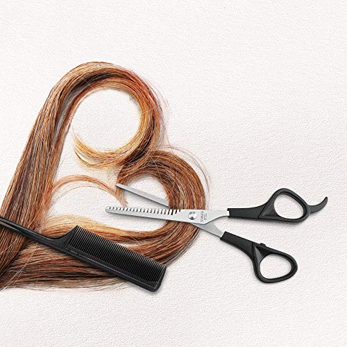 Tijeras de Entresacar para Hogar Peluquería, Cuchilla de Acero Inoxidable y Mango ABS, 6 Pulgadas, Negro