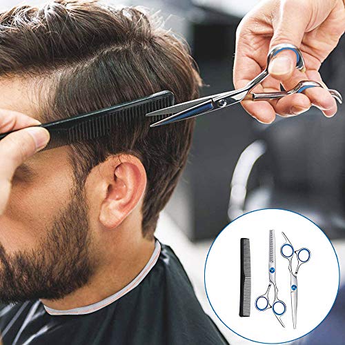 Tijeras de Peluquería Profesional, Tijeras para el Cabello Barbero Tijeras de Peluquería Tijera,Acero Inoxidable Tijeras De Pelo Salón con Peine para Hombres y Mujeres