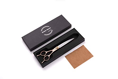 Tijeras profesionales de aseo para mascotas de 7 pulgadas, acero japonés 440C, rectas y curvadas, para adelgazar y chunker, tijeras para perro gato y más mascotas (tijeras curvadas de 7 pulgadas)