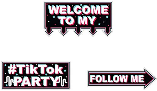 TIK Tok - Juego de decoración para fiestas, suministros para fiestas de cumpleaños de Tik Tok, adorno para tartas de cumpleaños de TIK Tok y pancarta de cumpleaños de TIK Tok para suministros de fiest
