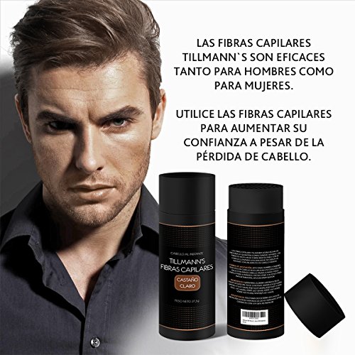 Tillmann’s Fibras Capilares Castaño Claro 27,5 gramos – Caida Cabello Hombre – Keratin Fibers – Disimular Calvicie Al Instante Con Polvo de Queratina 100% Natural
