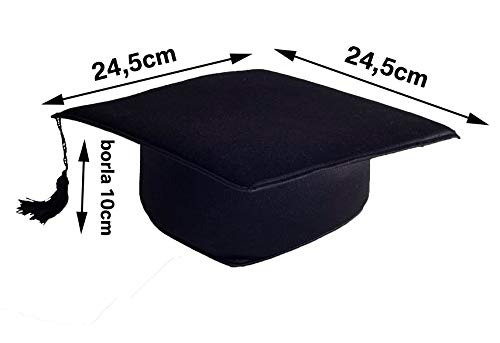 Tiltextil Birrete de graduación infantil y primaria - Negro, Infantil