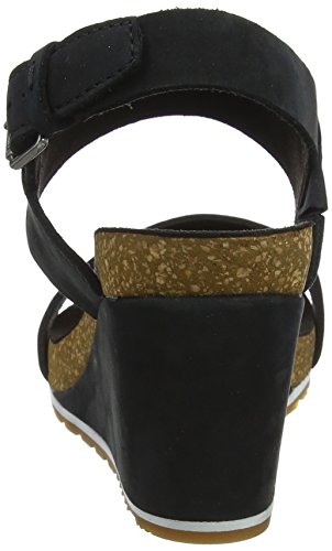 Timberland Capri Sunset Wedge, Sandalia con Pulsera para Mujer, Negro Black Nubuck, 39 EU